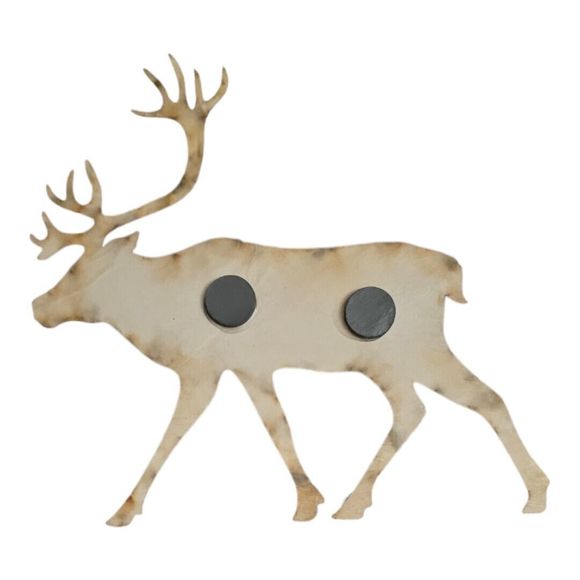 Handmade Reindeer laser cut wood Magnet Explore 3.5 High 6in Long Fridge - Picture 2 of 2